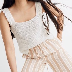 Crocheted Ruffle-Strap Sweater Tank